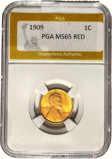 1909 Wheat Cent PGA MS65 RED