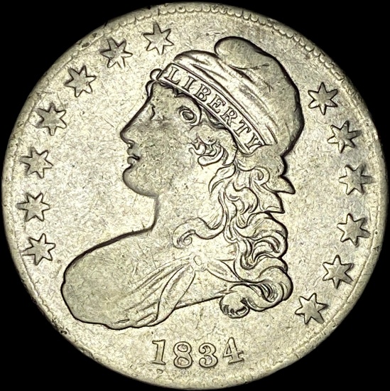 1834 Capped Bust Silver Half Dollar LIGHTLY CIRCULATED