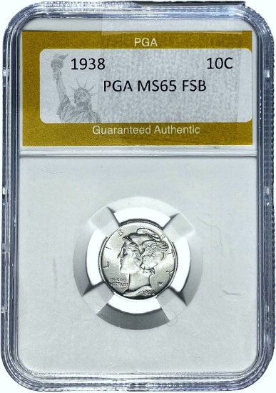 1938 Mercury Silver Dime PGA MS65 FSB