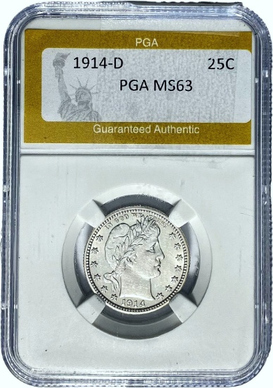 1914-D Barber Quarter PGA MS63