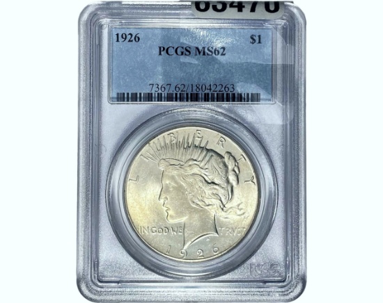 1926 Silver Peace Dollar PCGS MS62