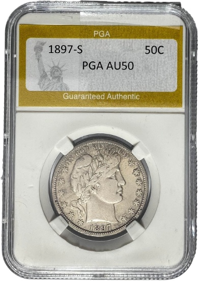1897-S Barber Half Dollar PGA AU50