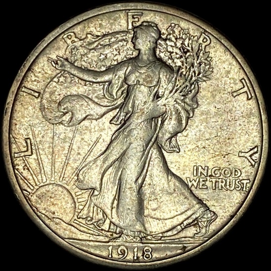 1918-S Silver Walking Liberty Half Dollar CLOSELY UNCIRCULATED