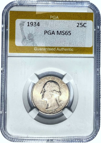 1934 Washington Silver Quarter PGA MS65
