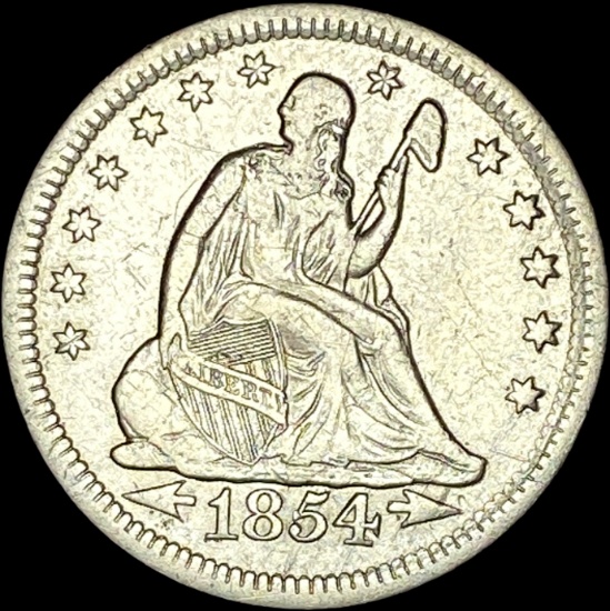1854 Arrows Seated Liberty Quarter CLOSELY UNCIRCULATED