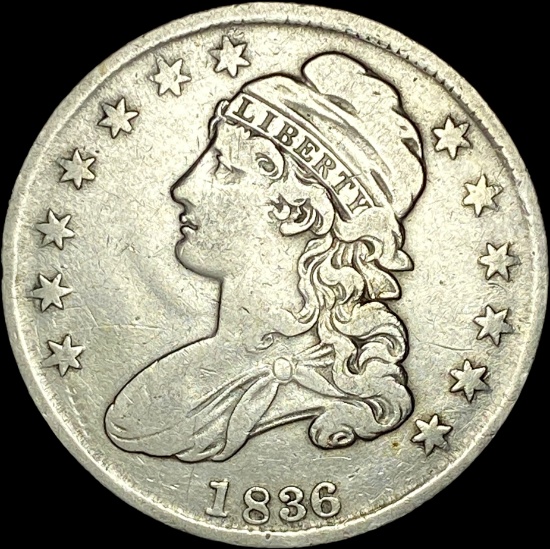 1836 Capped Bust Silver Half Dollar CLOSELY UNCIRCULATED
