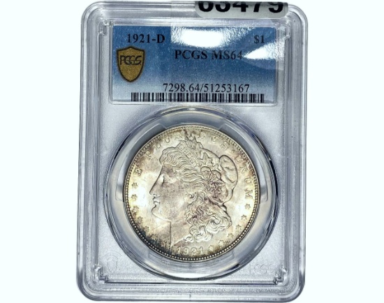 1921-D Morgan Silver Dollar PCGS MS64