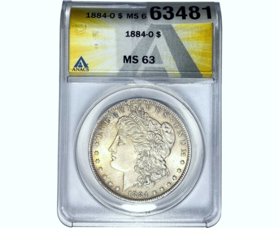 1884-O Morgan Silver Dollar ANACS MS63