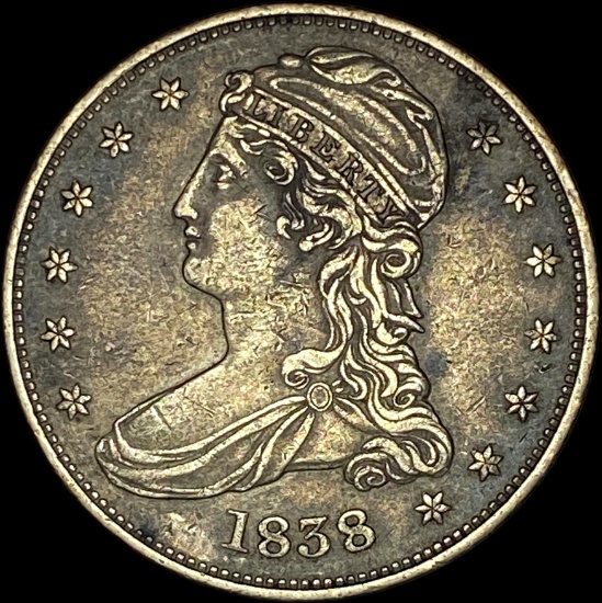 1838 Silver Half Dollar (Capped Bust) NEARLY UNCIRCULATED