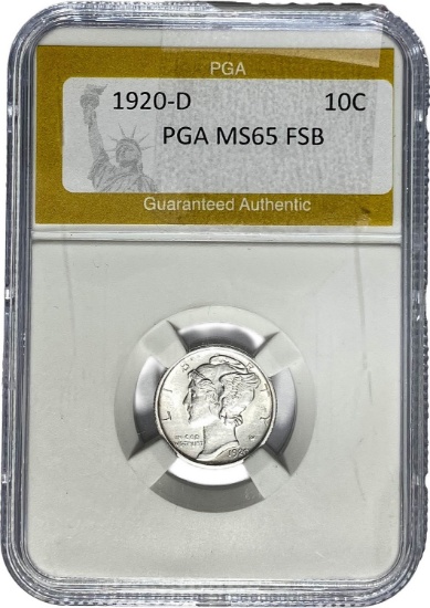 1920-D Mercury Silver Dime PGA MS65 FSB