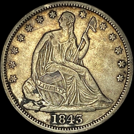1843-O Silver Half Dollar (Seated Liberty) NEARLY UNCIRCULATED