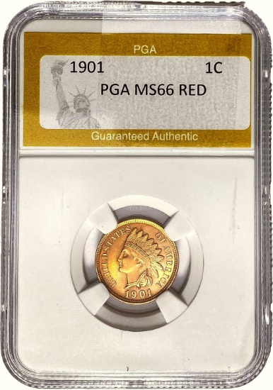 1901 Indian Head Cent PGA MS66 RED
