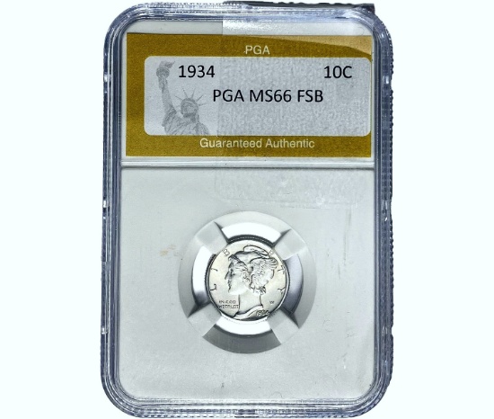 1934 Mercury Silver Dime PGA MS66 FSB