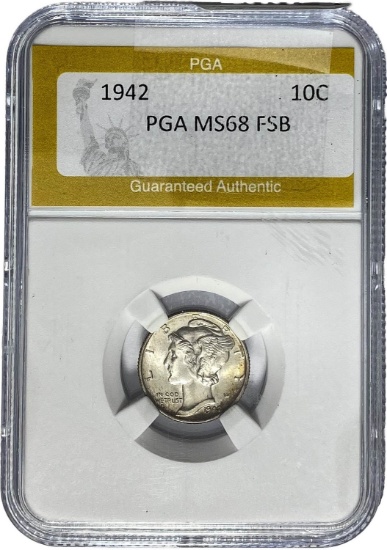 1942 Mercury Silver Dime PGA MS68 FSB