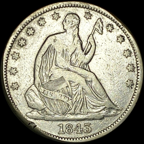 1843-O Silver Half Dollar LIGHTLY CIRCULATED