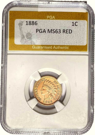 1886 Indian Head Cent PGA MS63 RED