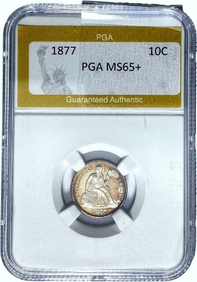 1877 Seated Liberty Dime PGA MS65+