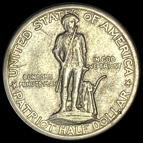 1925 Silver Lexington-Concord Half Dollar NEARLY UNCIRCULATED