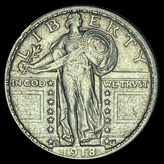 1918-S Silver Standing Liberty Quarter CHOICE AU