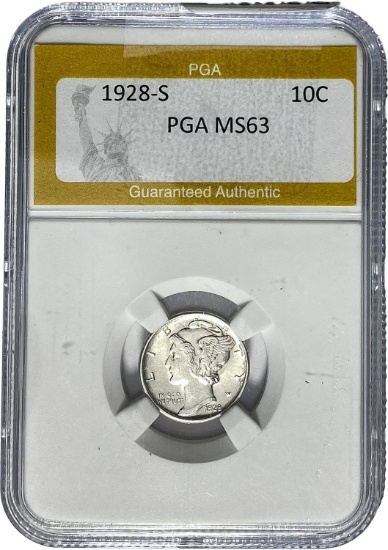 1928-S Mercury Silver Dime PGA MS63