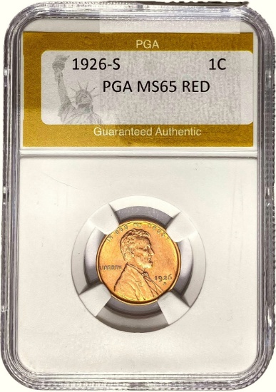 1926-S Wheat Cent PGA MS65 RED