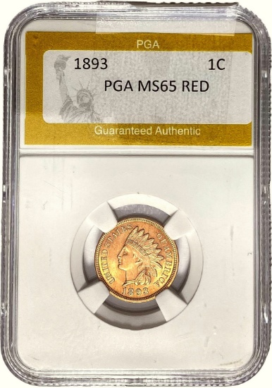1893 Indian Head Cent PGA MS65 RED