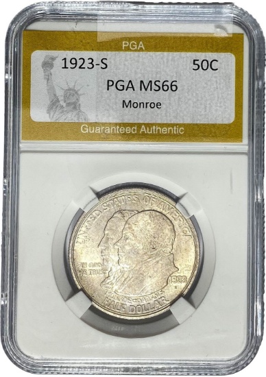 1923-S Monroe Half Dollar PGA MS66