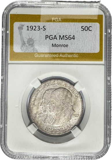 1923-S Monroe Half Dollar PGA MS64