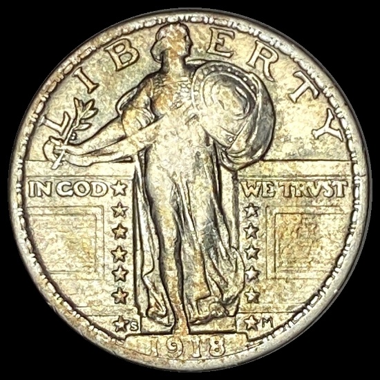 1918-S Silver Standing Liberty Quarter NEARLY UNCIRCULATED