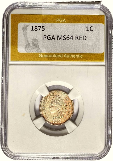 1875 Indian Head Cent PGA MS64 RED