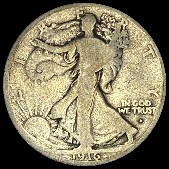1916-D Silver Walking Liberty Half Dollar NICELY CIRCULATED