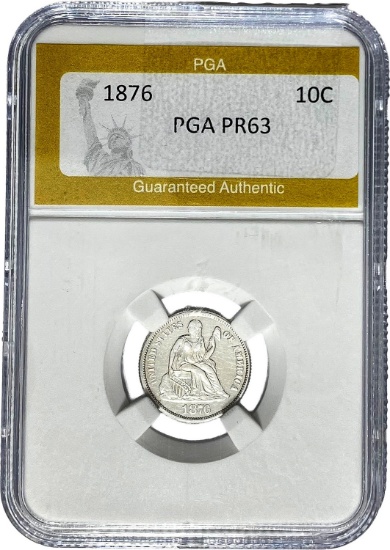 1876 Seated Liberty Dime PGA PR63