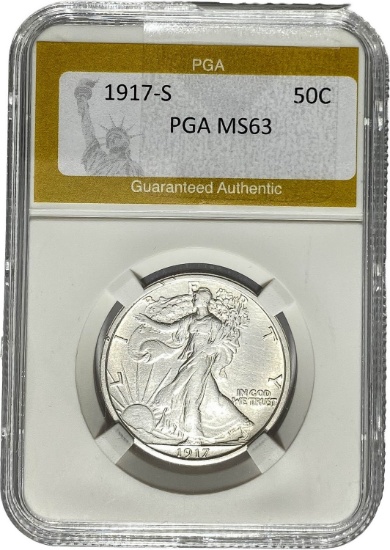 1917-S Walking Liberty Half Dollar PGA MS63