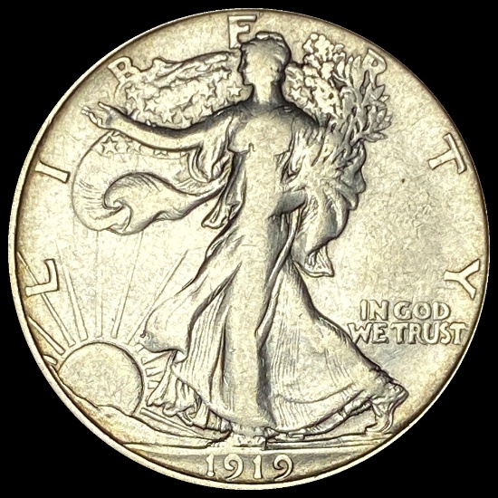 1919-D Silver Walking Liberty Half Dollar NEARLY UNCIRCULATED