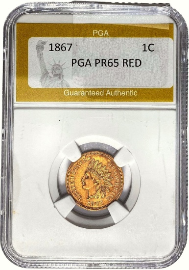 1867 Indian Head Cent PGA PR65 RED