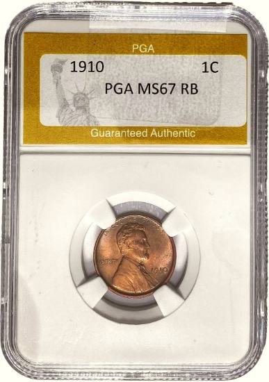 1910 Wheat Cent PGA MS67 RB