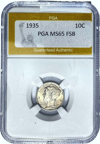 1935 Mercury Silver Dime PGA MS65 FSB