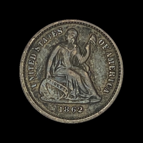 1862 Silver Half Dime NEARLY UNCIRCULATED