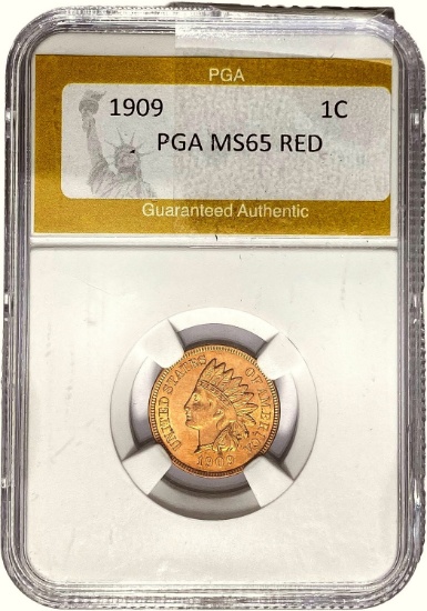1909 Indian Head Cent PGA MS65 RED