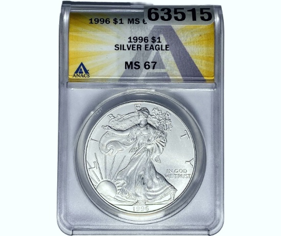 1996 $1 Silver Eagle ANACS MS67
