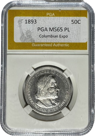 1893 Columbian Expo Half Dollar PGA MS65 PL