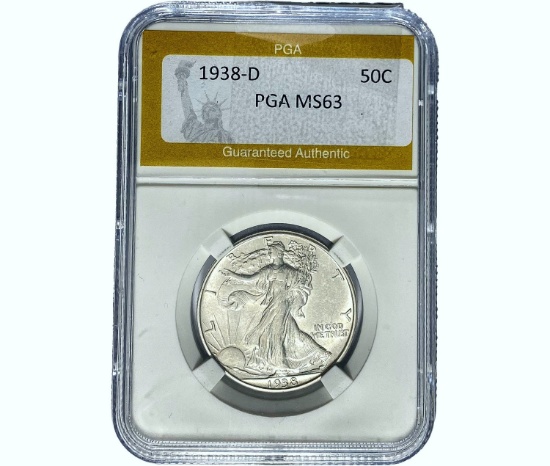 1938-D Walking Liberty Half Dollar PGA MS63