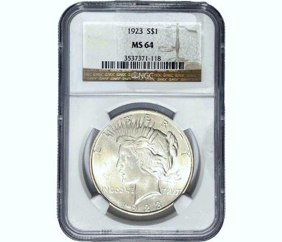1923 Silver Peace Dollar NGC MS64