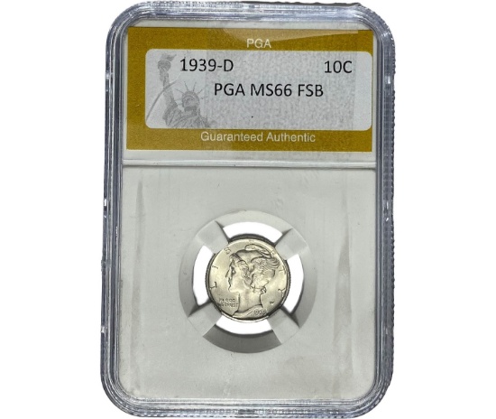 1939-D Mercury Silver Dime PGA MS66 FSB