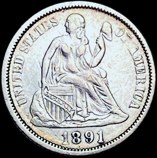 1891-O Silver Dime CHOICE AU