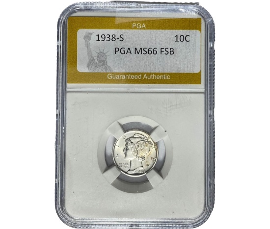 1938-S Mercury Silver Dime PGA MS66 FSB