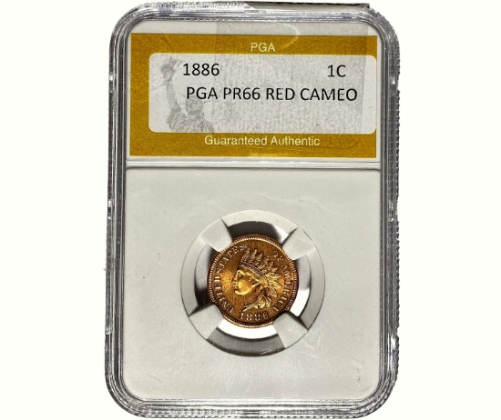 1886 Indian Head Cent PGA PR66 CAMEO RED