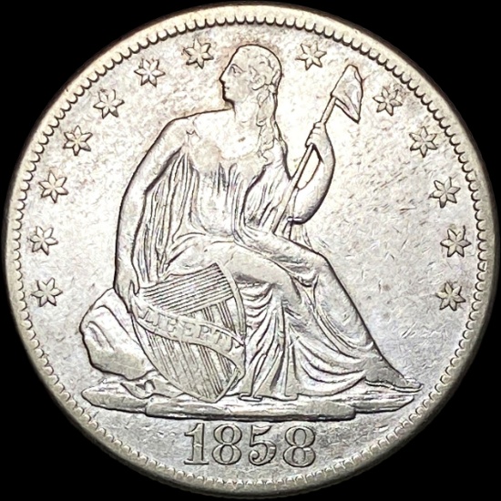 1858-O Silver Half Dollar CLOSELY UNCIRCULATED