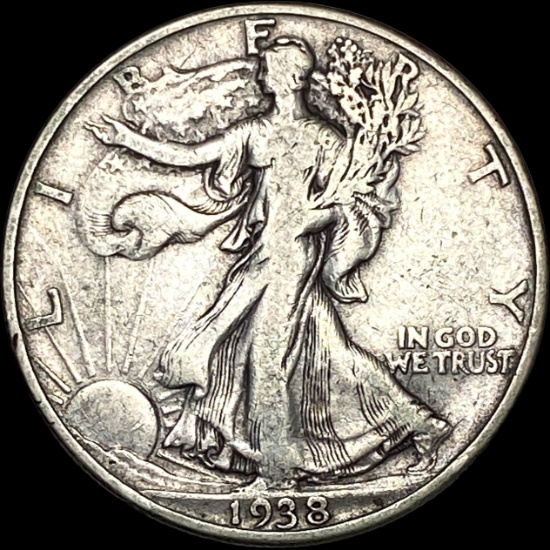 1938-D Silver Walking Liberty Half Dollar LIGHTLY CIRCULATED