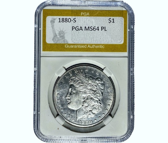 1880-S Morgan Silver Dollar PGA MS64 PL